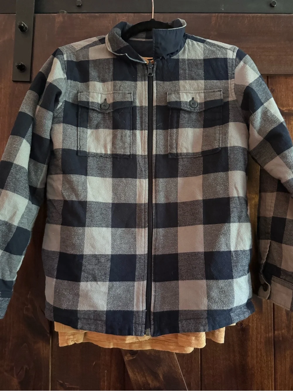 Men's Navy & Light Gray Buffalo Plaid Zip Jacket